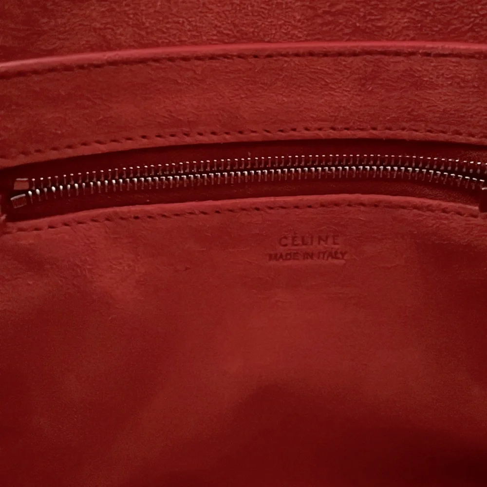 Celine Sangle Small Bucket Bag, Small Grain Calfskin, Red, Like New - Picture 12 of 15